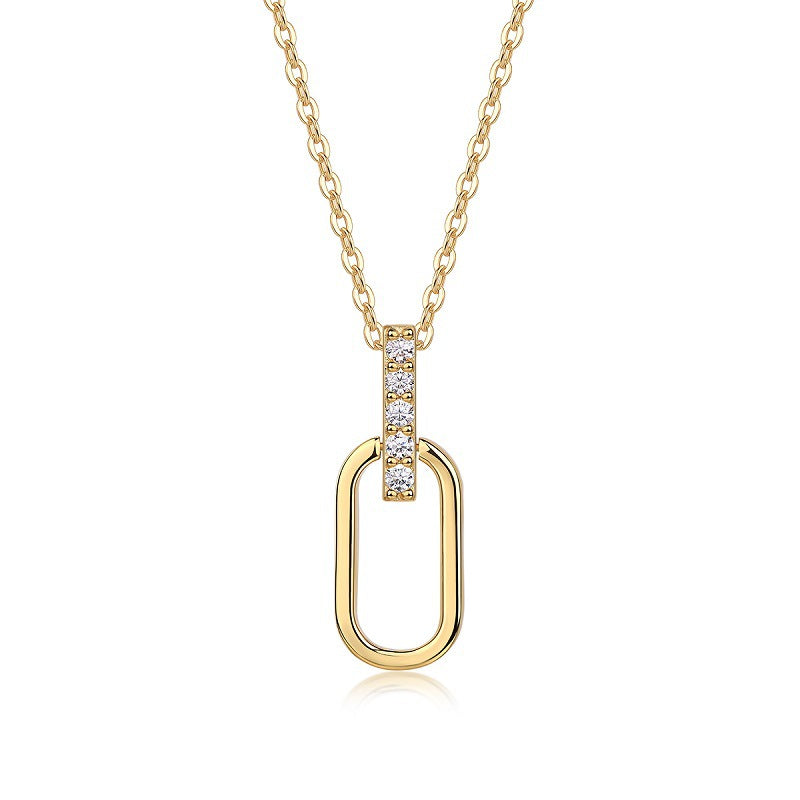 Minimalist U-shaped new French stacked collarbone chain light luxury INS gold 925 silver moissanite necklace