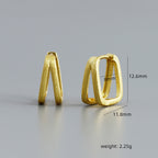 EH1616 cross-border European and American square brushed finish premium S925 pure silver ear clips trendy light luxury earrings for women