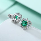European and American fashion emerald floral sterling silver earrings for women with a light luxury 925 silver emerald stud earring, a high-end silver jewelry