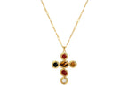 Starlight Aura Five-Stone Cross Pendant Necklace