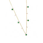 S925 Sterling Silver 18K Gold Plated Emerald &amp Diamond Multi-Stone Starry Pendant Necklace