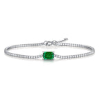 Emerald Elegance Bracelet — 925 Sterling Silver Square-Cut Lab Emerald Bracelet for Women