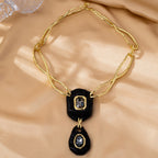 A niche minimalist European and American emerald-set necklace with diamond inlay by the genius designer Alexis Bittar