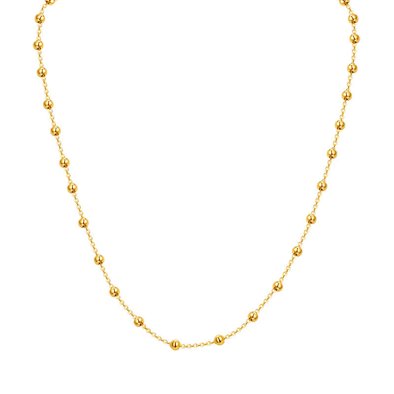 Minimalist Beaded Chain Necklace – S925 Silver Satellite Necklace in Gold & Silver