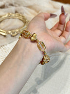 Qiaoen Natural Citrine Follow-Along Wealth Attraction and Fortune Turnaround Mailard Style New Chinese Vintage High-Quality 925 Silver Bracelet