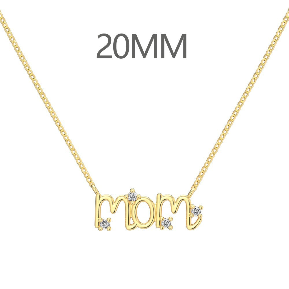 925 Sterling Silver Mother's Day Light Luxury Heart Necklace for Women: 'mom' Word Mother-Son Envelope Heart Necklace, 18K European & American