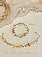 Qiaoen Natural Citrine Follow-Along Wealth Attraction and Fortune Turnaround Mailard Style New Chinese Vintage High-Quality 925 Silver Bracelet