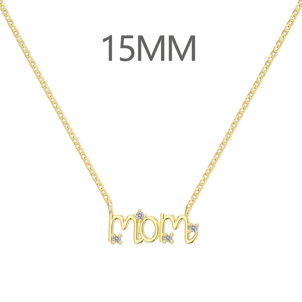 925 Sterling Silver Mother's Day Light Luxury Heart Necklace for Women: 'mom' Word Mother-Son Envelope Heart Necklace, 18K European & American