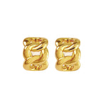 Vintage Gold Chain Hoop Earrings – 925 Sterling Silver Thick Gold Plated Earrings