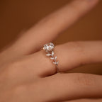 Laurel Branch Moissanite Ring – 925 Sterling Silver Adjustable Leaf Engagement Ring for Women