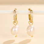 Starlight Aura Elegant Pearl Drop Earrings