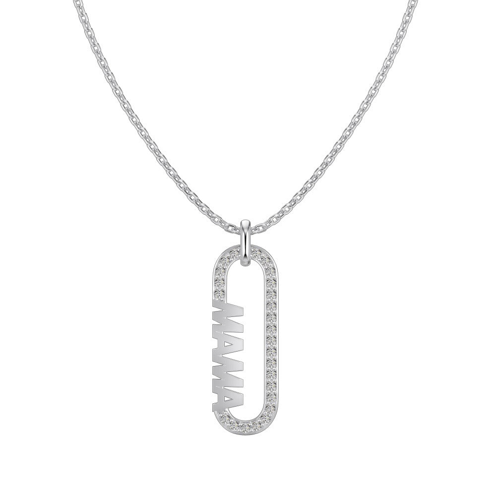 925 Sterling Silver Mother's Day Light Luxury Heart Necklace for Women: 'mom' Word Mother-Son Envelope Heart Necklace, 18K European & American