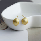 Textured Oval Stud Earrings – 925 Sterling Silver Gold & Silver Earrings