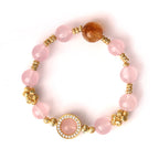 Natural rose quartz bracelet, starry coiled sunstone niche design, premium rose quartz bracelet wholesale