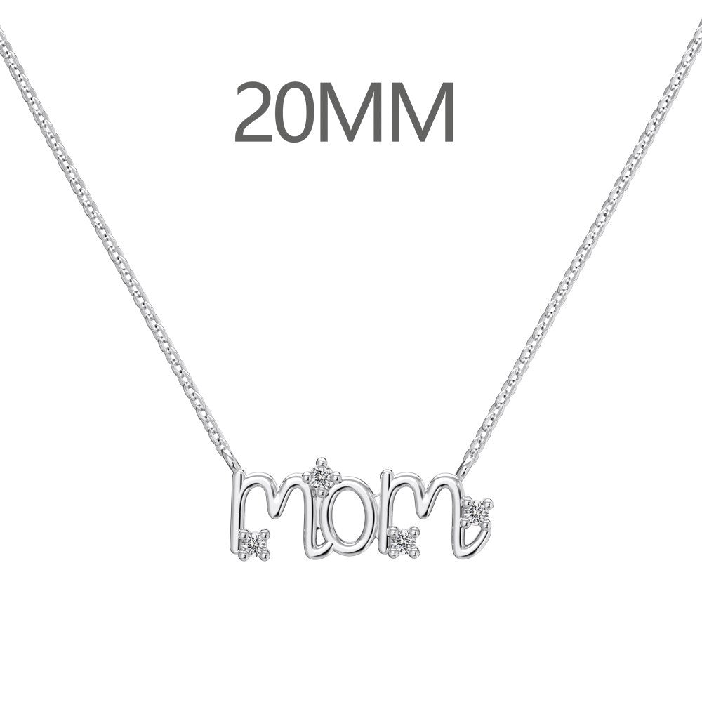 925 Sterling Silver Mother's Day Light Luxury Heart Necklace for Women: 'mom' Word Mother-Son Envelope Heart Necklace, 18K European & American