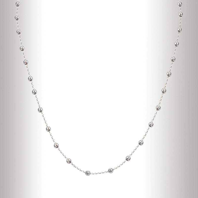 Minimalist Beaded Chain Necklace – S925 Silver Satellite Necklace in Gold & Silver