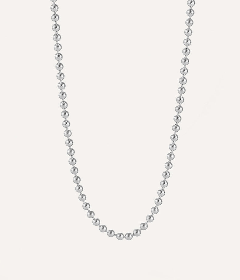 Minimal Beaded Sterling Silver Necklace – Elegant Layering Chain for Women