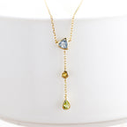 Dunli Jewelry S925 Silver Necklace Women's Niche Design Fashionable Commuter Style Sky Blue Yellow Crystal Green Olive Necklace