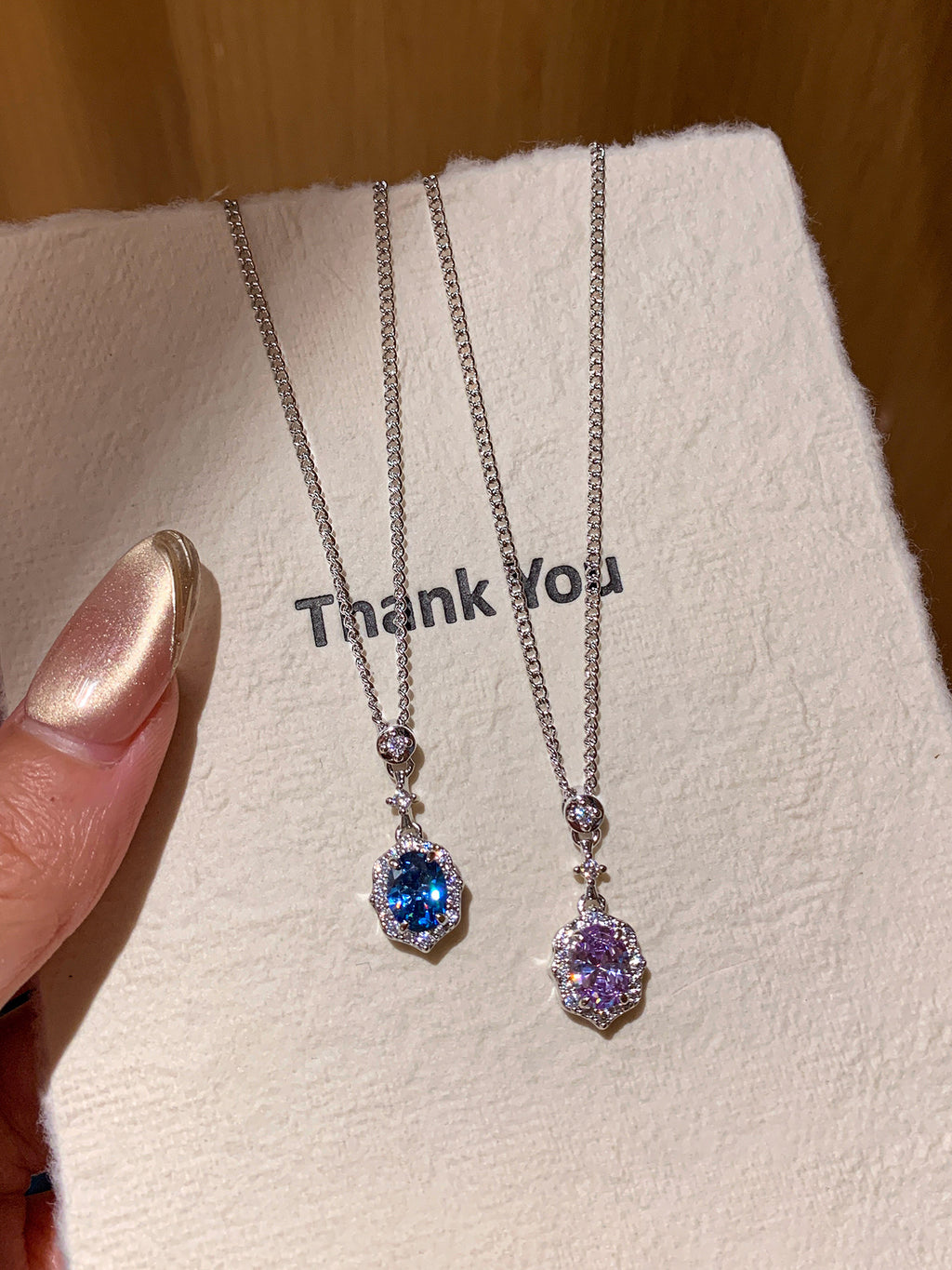 Elegant Lab-Grown Blue Sapphire Pendant Necklace with Silver-Tone Chain and Sparkling Zircon Halo