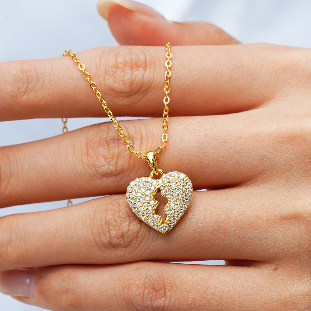Lightning Love Pendant Women's 14K Yellow Gold Plated 925 Sterling Silver Moissanite Necklace Cross-border Exclusive
