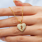 Gold Pavé Broken Heart Necklace – Sparkling Heart Pendant Chain Jewelry