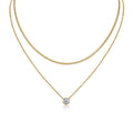 Layered Gold Necklace with Crystal Pendant – Minimalist 925 Sterling Silver Jewelry for Women