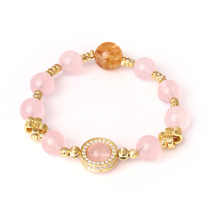 Natural rose quartz bracelet, starry coiled sunstone niche design, premium rose quartz bracelet wholesale