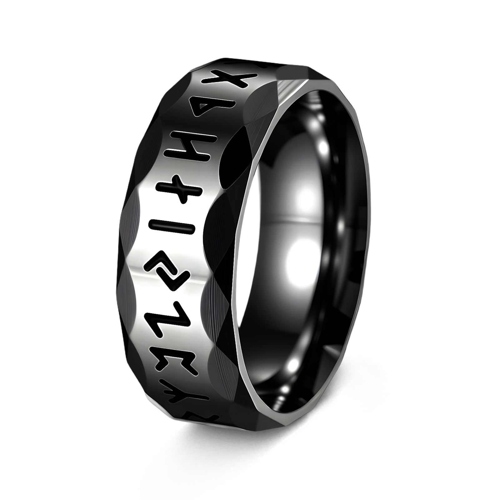 Viking Rune Hammered Ring - Runic Amulet Band for Men & Women