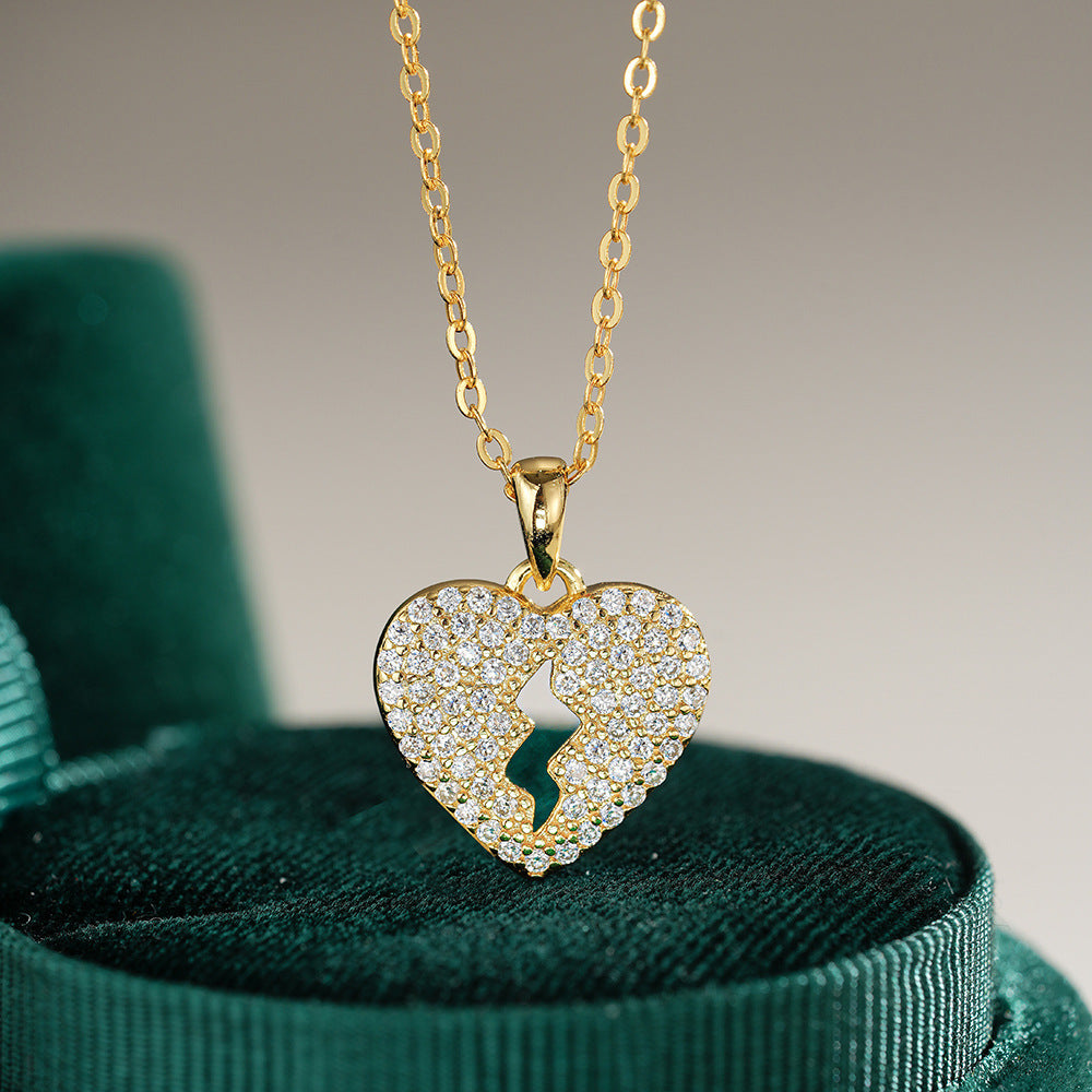 Lightning Love Pendant Women's 14K Yellow Gold Plated 925 Sterling Silver Moissanite Necklace Cross-border Exclusive