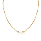 Aurora Bead Ball Chain Necklace with Moissanite Accent – 925 Sterling Silver Minimalist Luxury Jewelry