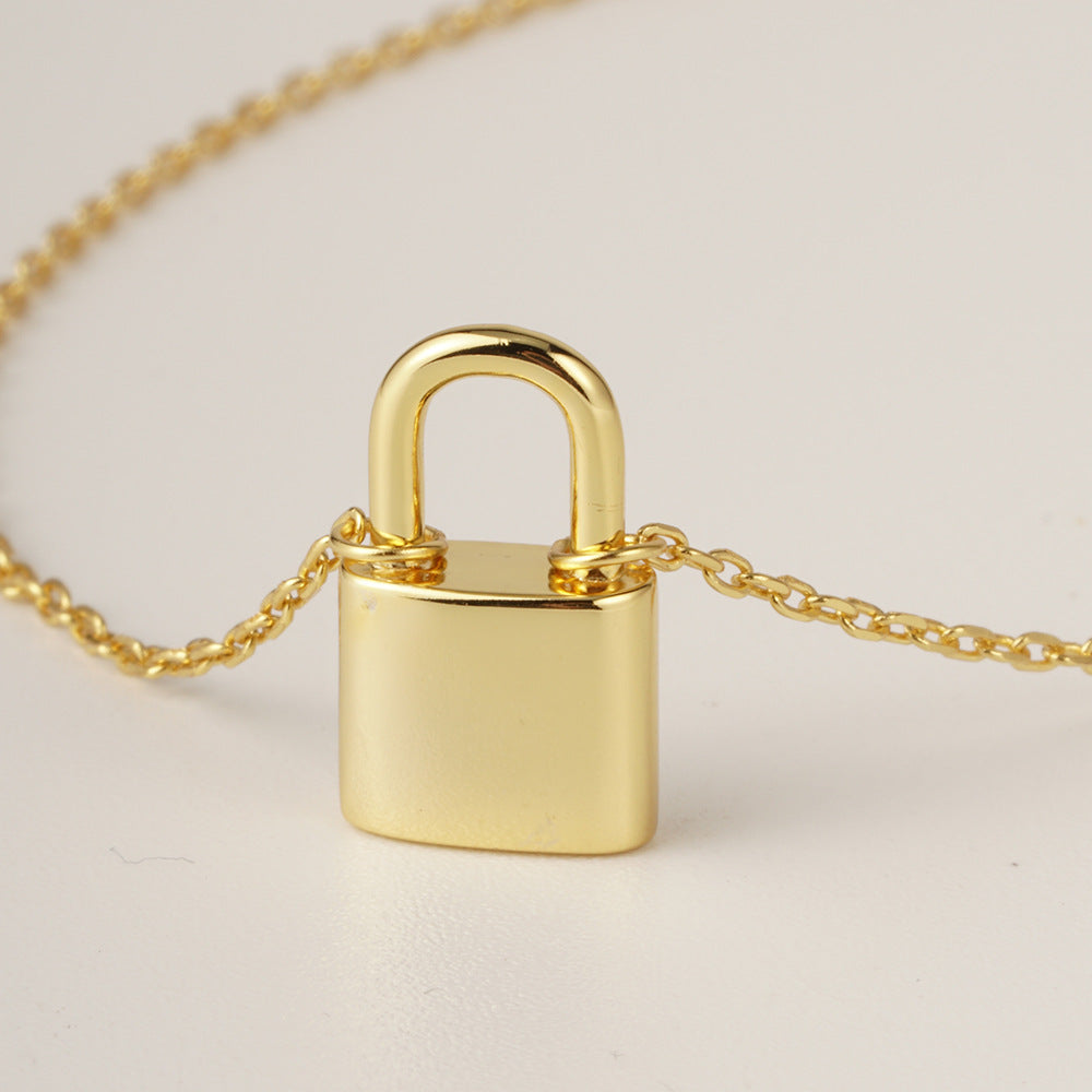Lock necklace S925 silver simple clavicle chain cross-border light luxury niche temperament versatile fashion personality ins Internet celebrity