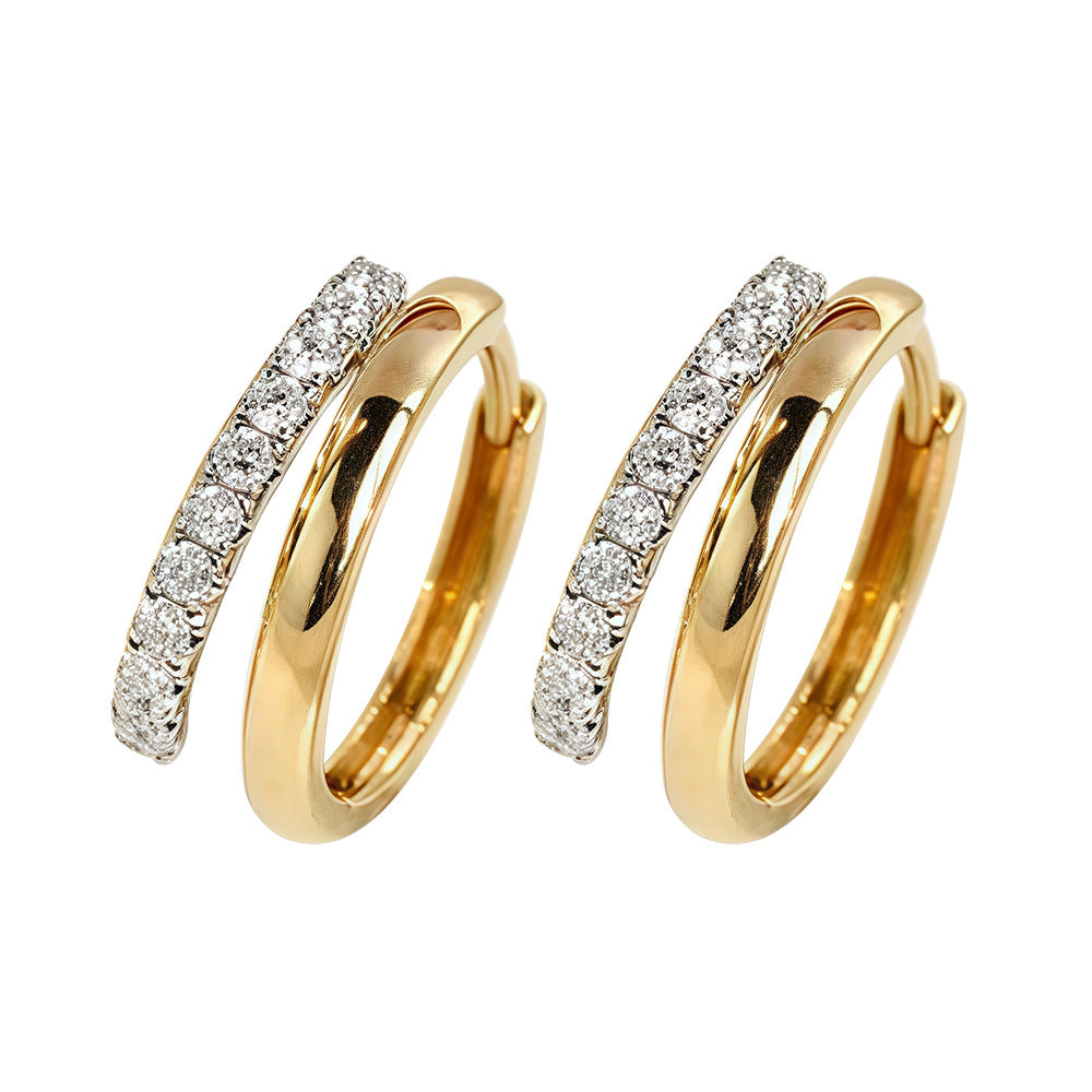 Elegant Gold Hoop Earrings with Pave Crystals