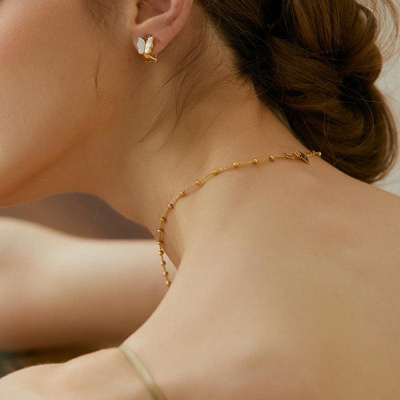 Minimalist Beaded Chain Necklace – S925 Silver Satellite Necklace in Gold & Silver
