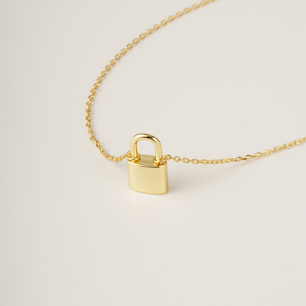 Lock necklace S925 silver simple clavicle chain cross-border light luxury niche temperament versatile fashion personality ins Internet celebrity