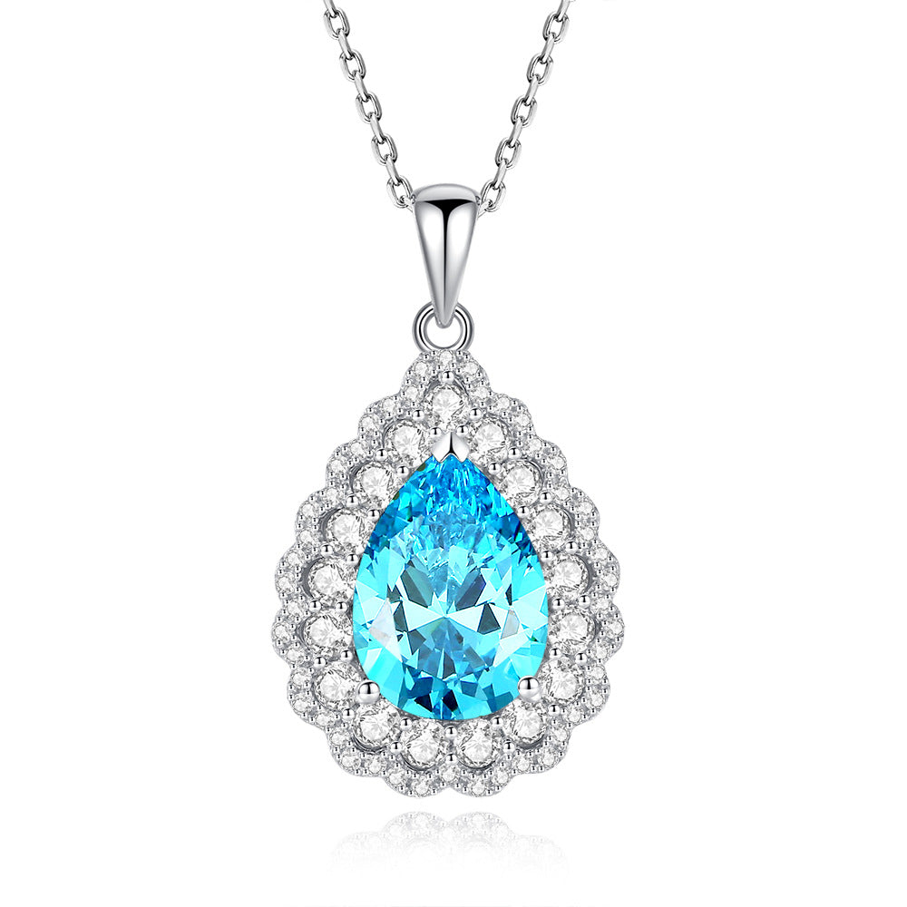 Teardrop Halo Pendant Necklace – Vintage Inspired Crystal Jewelry