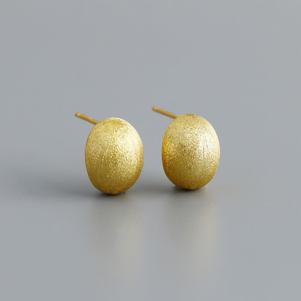 Textured Oval Stud Earrings – 925 Sterling Silver Gold & Silver Earrings