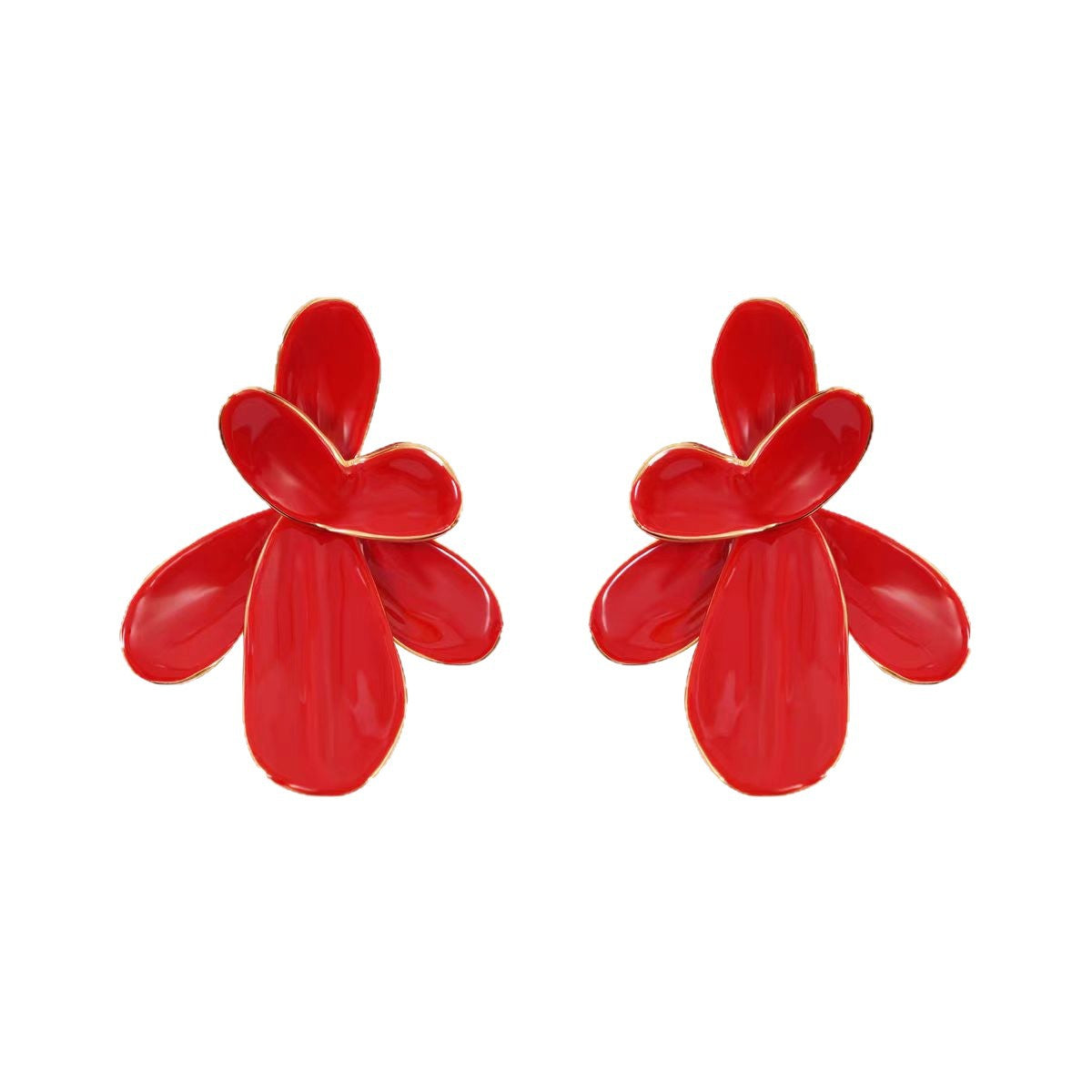 Dami Petal Enamel Stud Earrings – Statement Floral Earrings