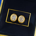 Mujing Jewelry's new European and American S925 silver-plated gold vintage egg-shaped brushed earrings with a sophisticated and versatile design