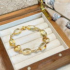 Qiaoen Natural Citrine Follow-Along Wealth Attraction and Fortune Turnaround Mailard Style New Chinese Vintage High-Quality 925 Silver Bracelet