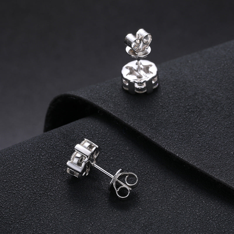 Starlight Aura Sterling Silver Flower Cluster Stud Earrings