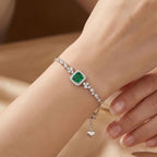 2026 New S925 Silver Bracelet, Emerald Green Gemstone Accessory, Light Luxury High-End Diamond Jewelry Factory Wholesale