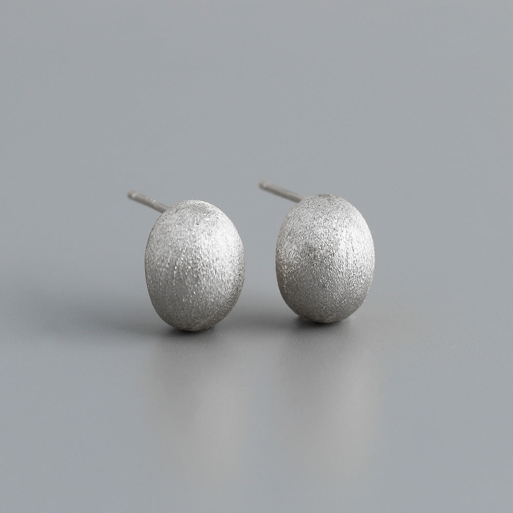 Textured Oval Stud Earrings – 925 Sterling Silver Gold & Silver Earrings