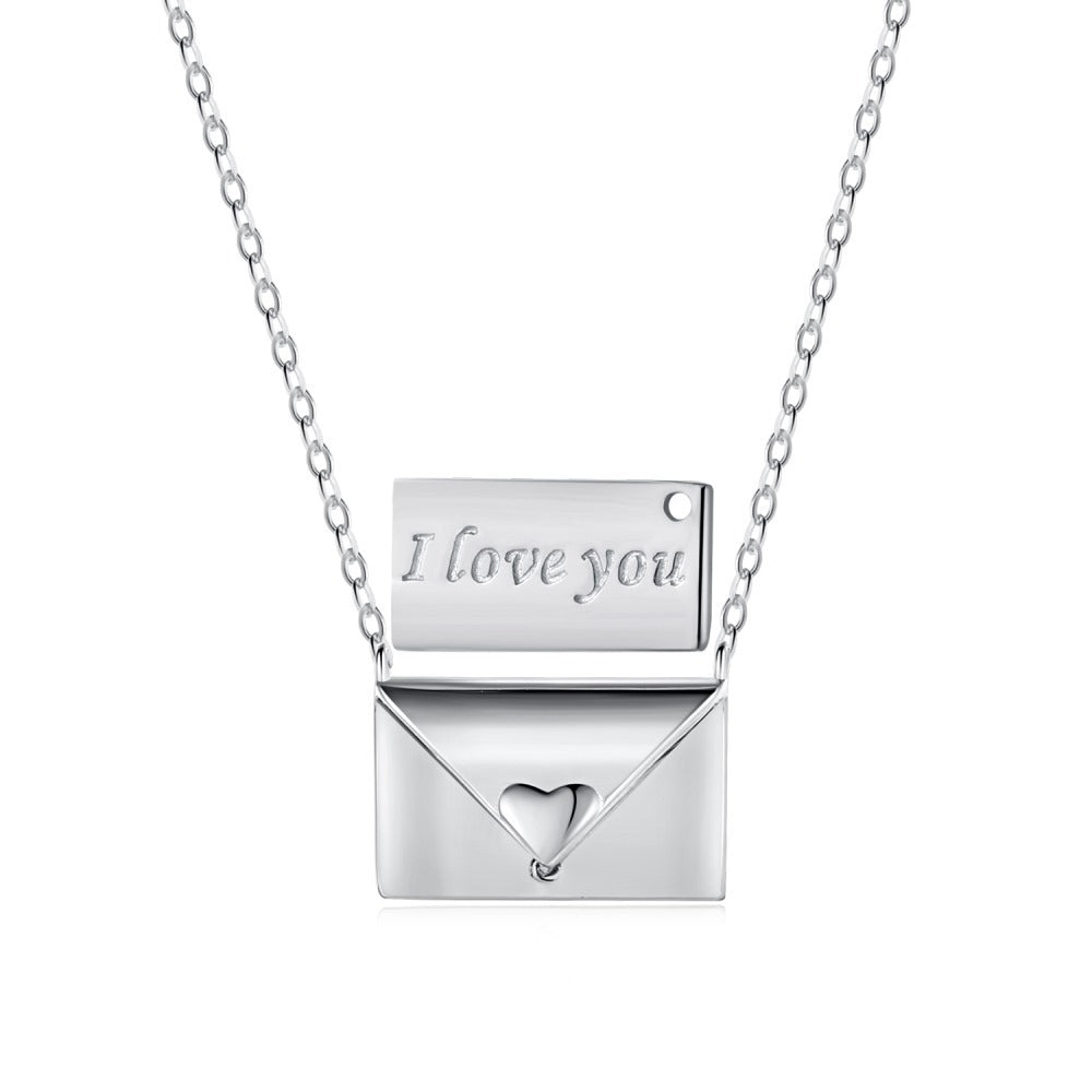 925 Sterling Silver Mother's Day Light Luxury Heart Necklace for Women: 'mom' Word Mother-Son Envelope Heart Necklace, 18K European & American
