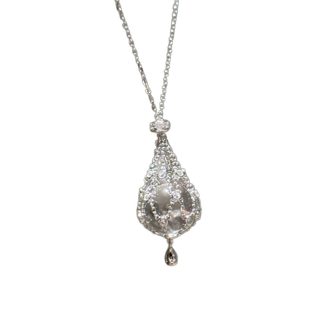 Elegant Pearl Drop Pendant Necklace – 925 Silver Minimal Luxury Necklace for Women