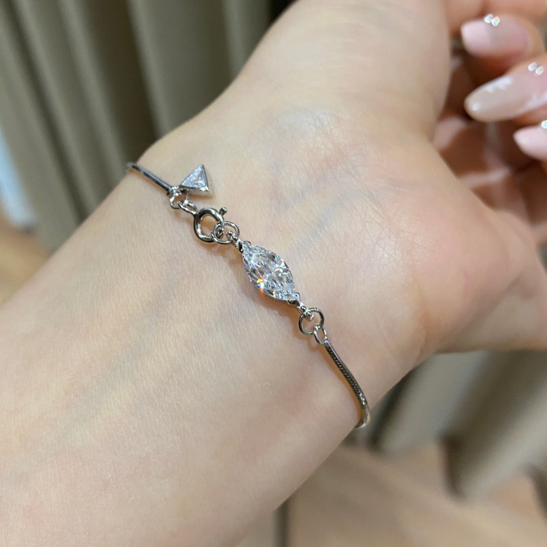 Snake bone horse-eye diamond bracelet with a light luxury and high-end feel, 925 silver gold-plated inlay 5A zircon bracelet, women's summer new arrival
