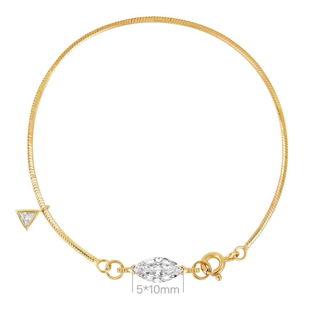 Snake bone horse-eye diamond bracelet with a light luxury and high-end feel, 925 silver gold-plated inlay 5A zircon bracelet, women's summer new arrival