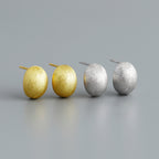 Textured Oval Stud Earrings – 925 Sterling Silver Gold & Silver Earrings