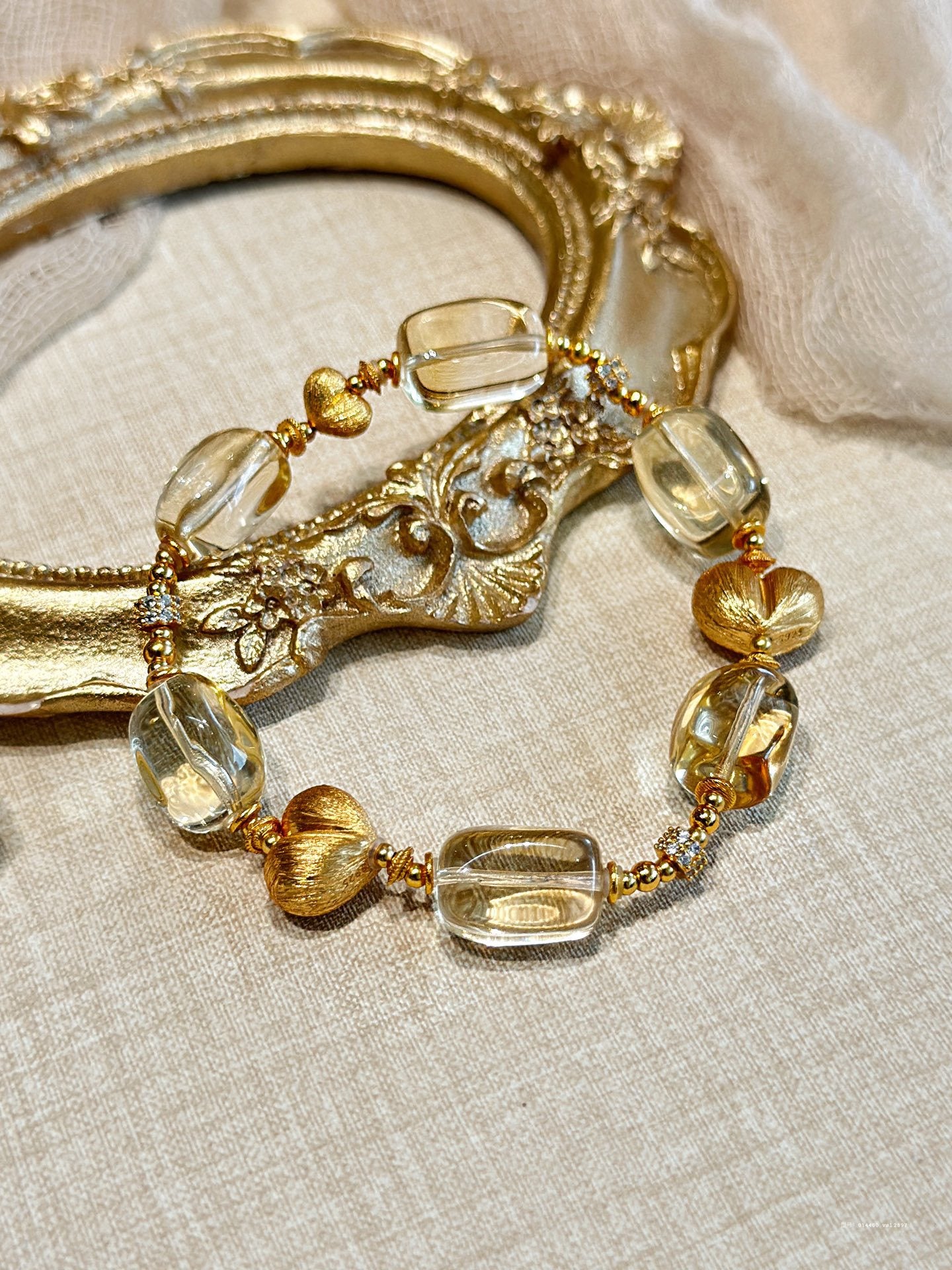 Qiaoen Natural Citrine Follow-Along Wealth Attraction and Fortune Turnaround Mailard Style New Chinese Vintage High-Quality 925 Silver Bracelet
