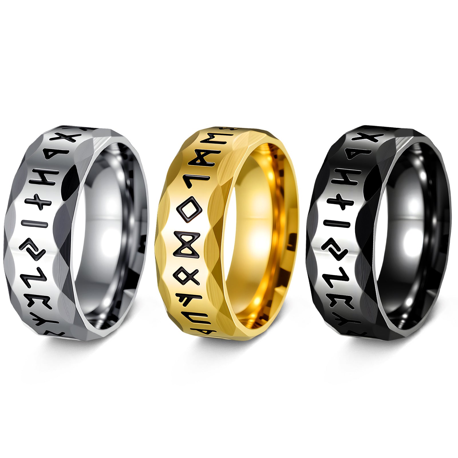 Viking Rune Hammered Ring - Runic Amulet Band for Men & Women