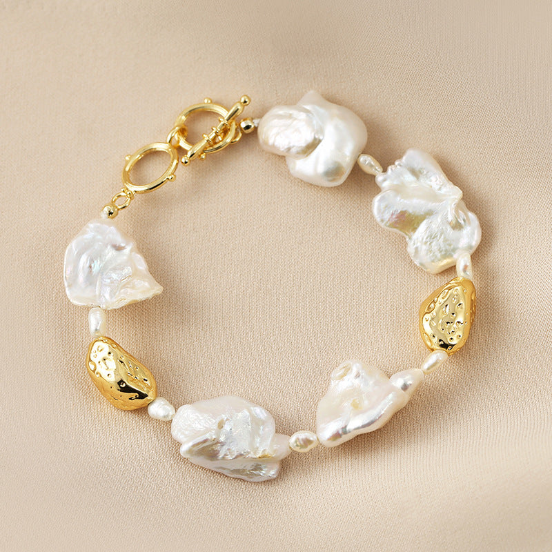 Elegant and elegant baroque irregular freshwater pearl bracelet for women, 2022 new trendy and personalized design accessories